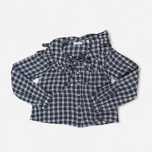 Doen joelle ruffle plaid blouse